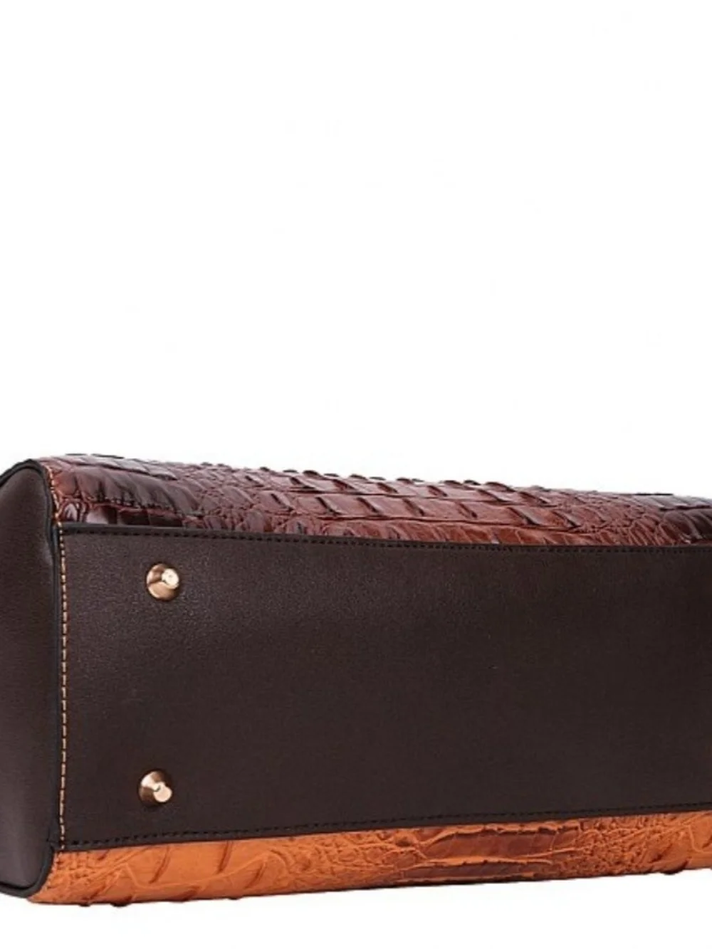 2PC Black Croc-Embossed Handbag with Matching Wallet